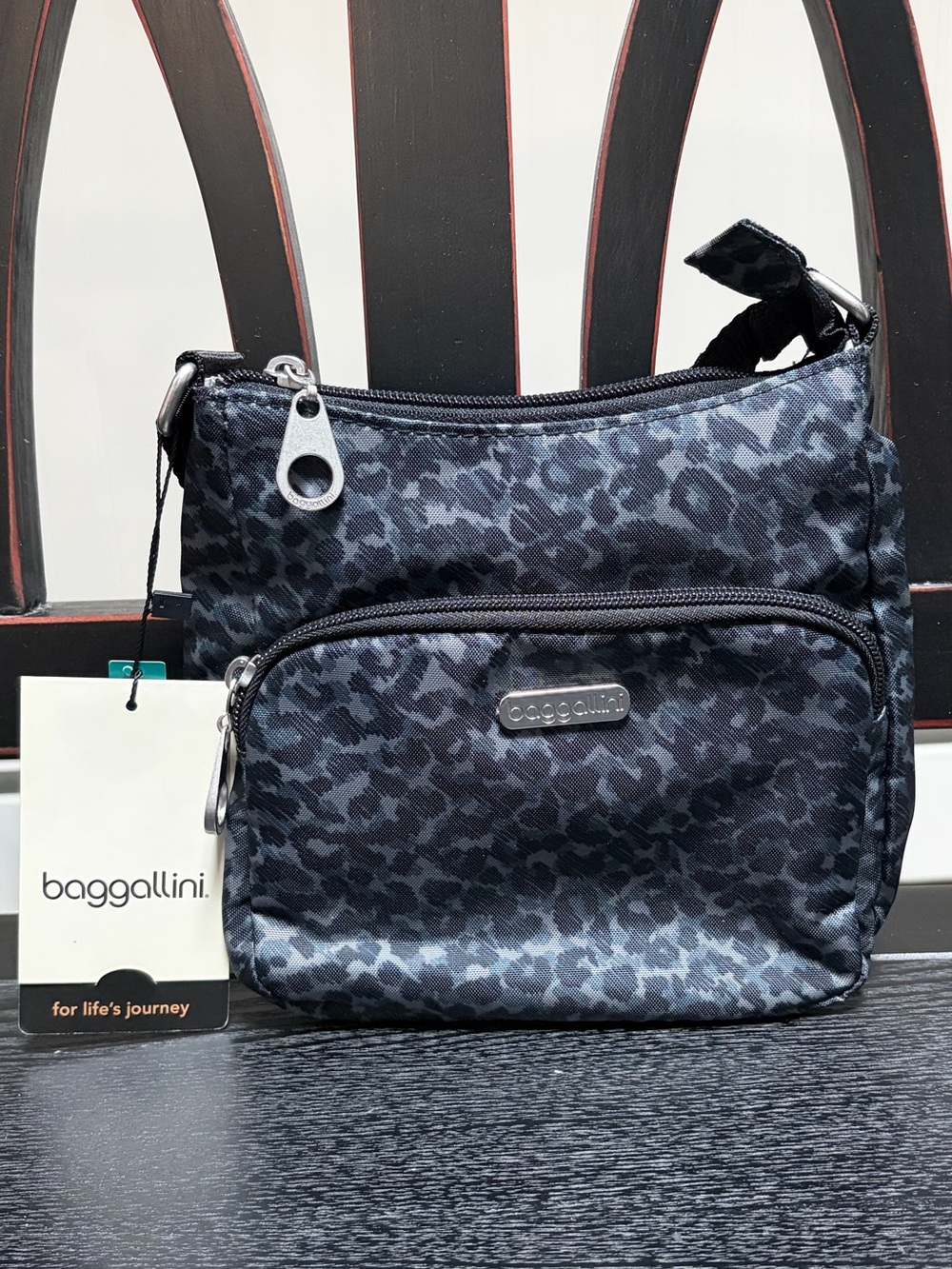 Baggallini Black and Gray Crossbody Bag Practical Design